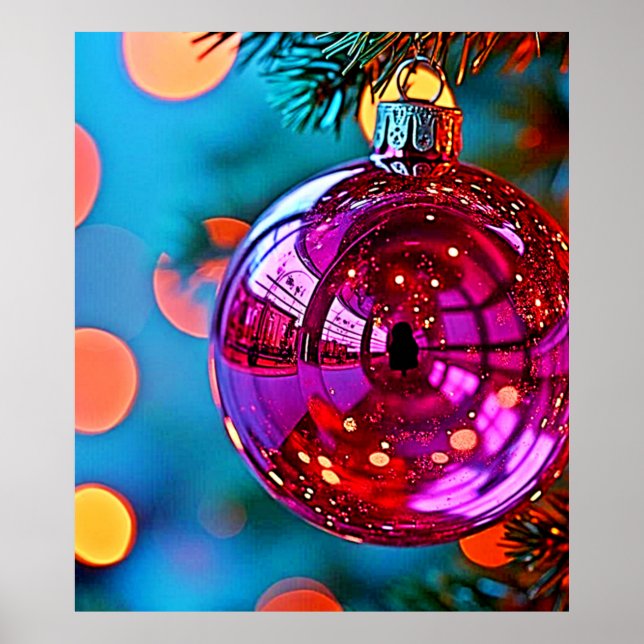 Livlig julgransprydnad med gnistrande design poster (Framsidan)