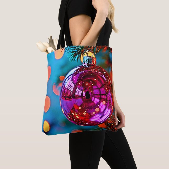 Livlig julgransprydnad med gnistrande design tygkasse (Närbild)