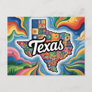 Livlig konceptuell kartkonst från Texas Vykort