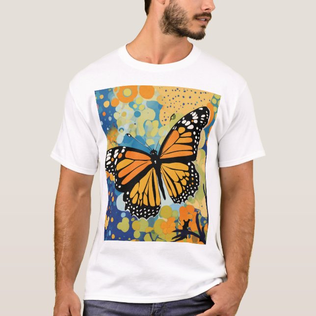 Livlig konst med monarkfjäril. t shirt (Framsida)