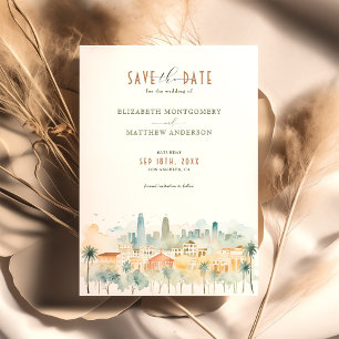 Livlig Los Angeles-silhuett Save-the-Date Inbjudningar