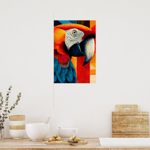 Livlig Macaw-Papegoja Geometrisk Pop Art Affisch