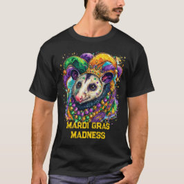 Livlig Mardi Gras-pungdjur i narrmask och pärlor T Shirt