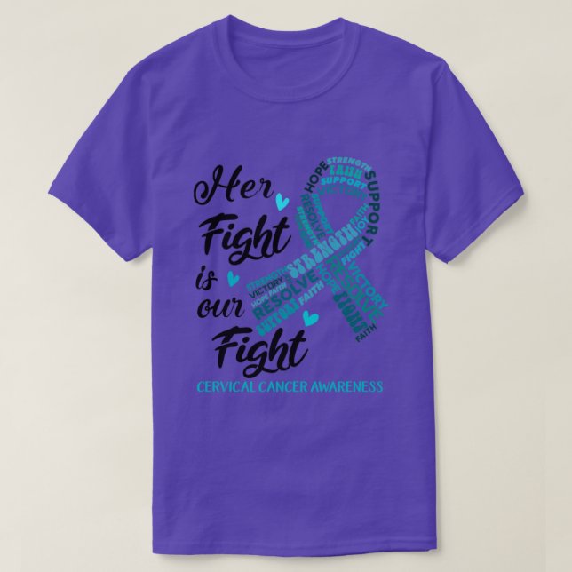 Livlig medvetenhet om cancer Hennes kamp är vår ka T Shirt (Design framsida)