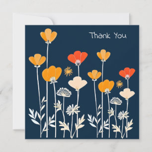 Livlig minimalistisk teckning av blommor tack anteckningskort
