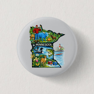 Livlig Minnesota Statskarta - Paul Bunyan/Northwoo Knapp