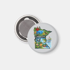 Livlig Minnesota Statskarta-Paul Bunyan/Northwoods Magnet