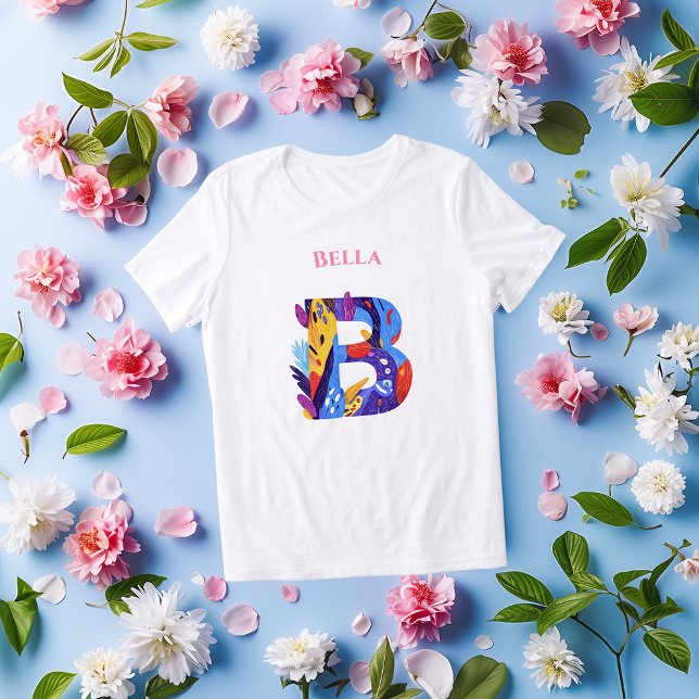 Livlig monogram - Bokstav B | Konstnärlig födelsed T Shirt (Skapare uppladdad)