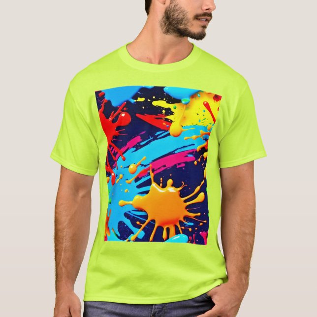 Livlig neonfärg i flytande uttryck t shirt (Framsida)