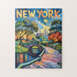 Livlig New York Central Park USA Van Gogh-stil Pussel