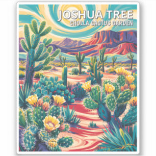 Livlig ökenkaktus med Joshua Tree i färgglada växt Klistermärken