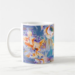 Livlig Orange Och Blå Abstrakt Blommig Kaffemugg