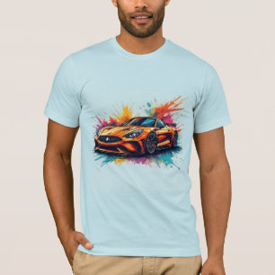 Livlig Orange Sportbil Snabb Racing Grafik T Shirt