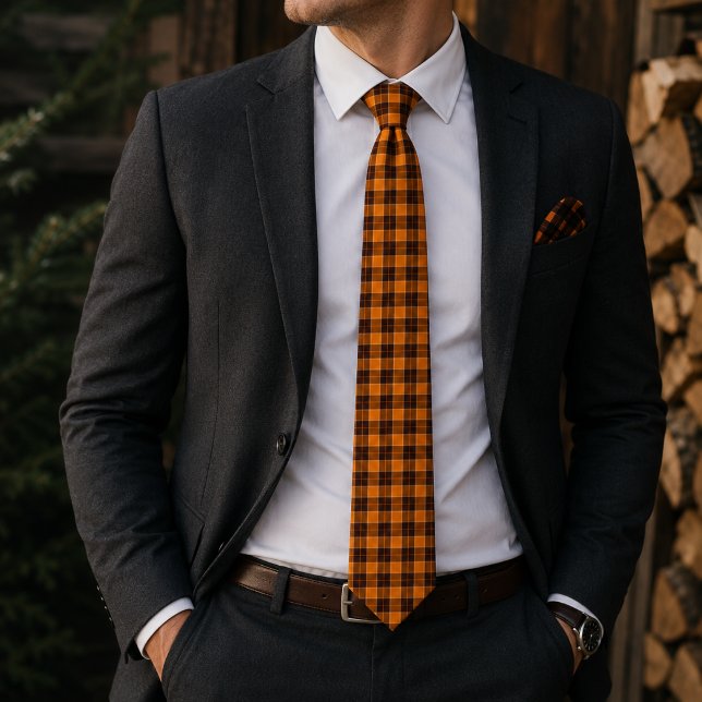 Livlig Orange Svart Karo Slips (Skapare uppladdad)