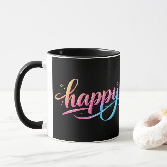 Livlig Pastell Gradient GLAD Typografi - Modern  Mugg (Med munk)