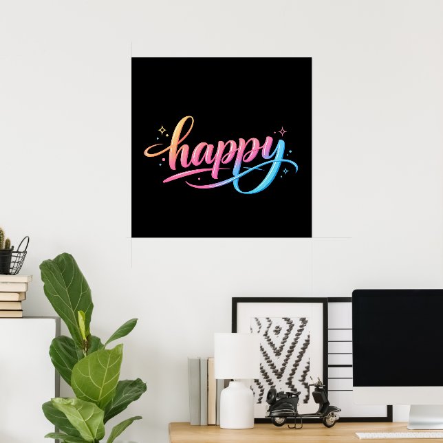 Livlig Pastell Gradient GLAD Typografi - Modern  Poster (Hemmakontoret)