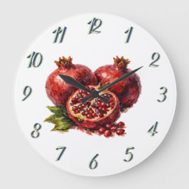 Livlig Pomegranate Kökspresent Djärvt Rött Estetis Stor Klocka
