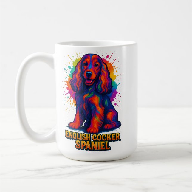 Livlig Pop Art Engelsk Cocker Spaniel  Kaffemugg (Vänster)
