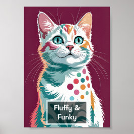 Livlig Pop Art Färgstark Kattunge med Turkos Öga Poster