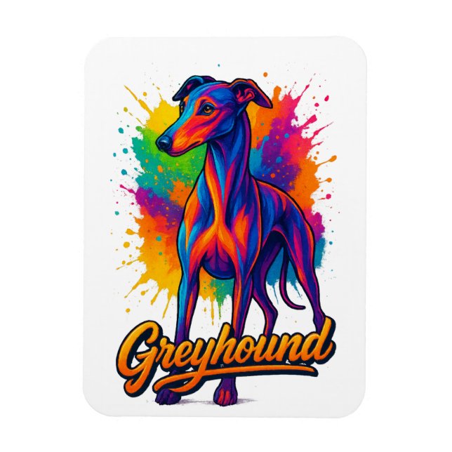 Livlig Pop Art Greyhound Magnet (Vertikal)