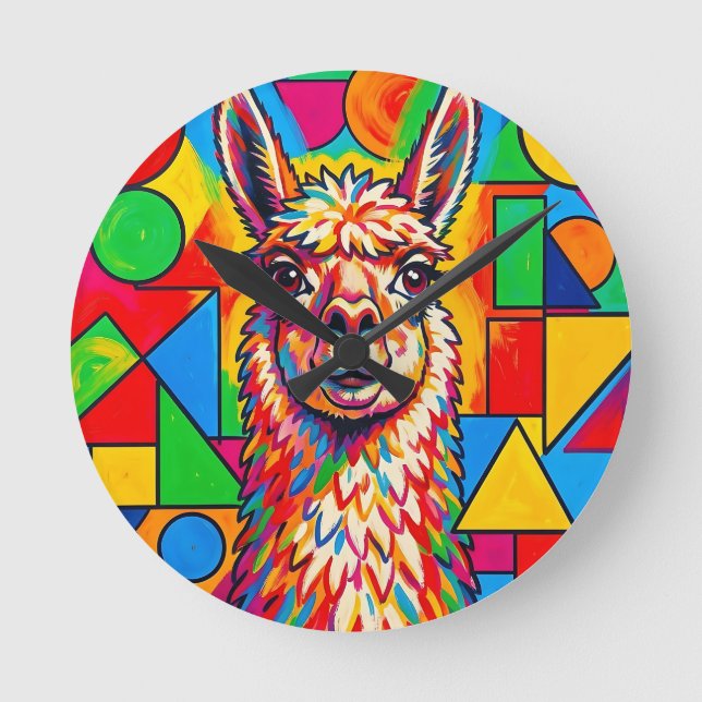 Livlig Pop Art-Lamporträtt Rund Klocka (Framsida)