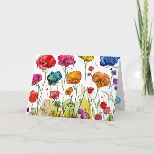 Livlig Poppy Panorama  Morsdagskort Kort (Framsida)