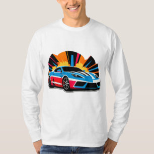 Livlig Racingbil Hastighet Rörelse Stil T Shirt