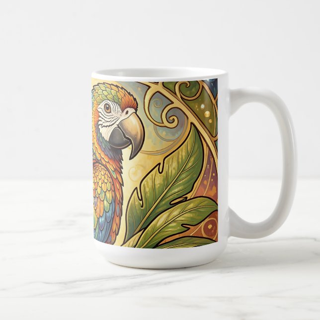 Livlig Regnbåge Papegoja Art Nouveau Kaffemugg (Höger)