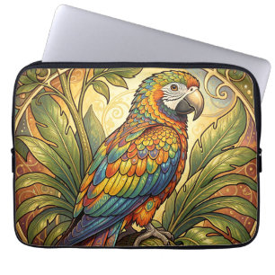 Livlig Regnbåge Papegoja Art Nouveau Laptop Fodral