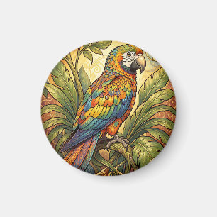 Livlig RegnbågsPapegoja Art Nouveau Magnet