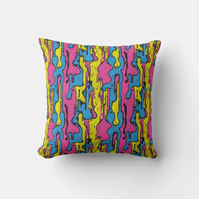 "Livlig Retro Pop Art-dryppelmönster Kudde (Framsida)