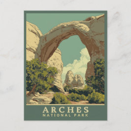 Livlig retroinspirerad Arches nationalpark Vykort