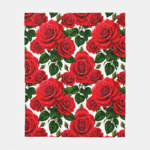 Livlig rosig mönster med röda och rosa rosor fleecefilt