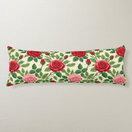 Livlig rosig mönster med röda och rosa rosor kroppskudde