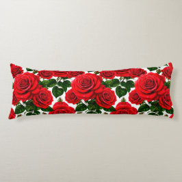 Livlig rosmönster med röda och rosa rosor kroppskudde