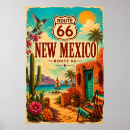 Livlig Route 66 New Mexico Sydvästkonst Poster