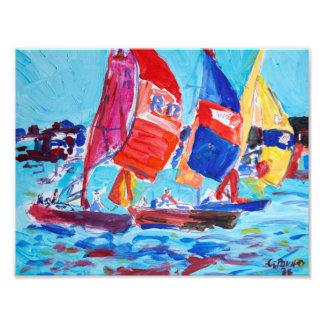 Livlig Segling Regatta Expressionist Fototryck