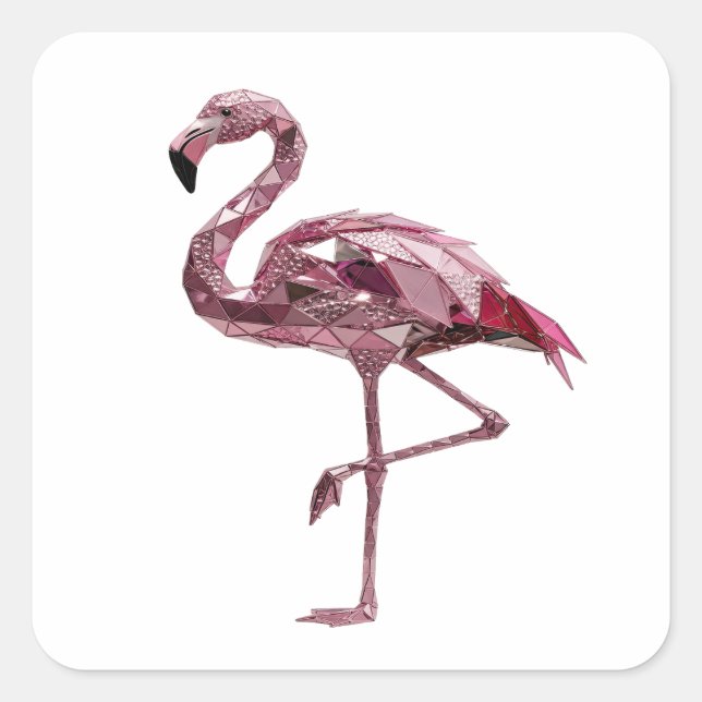 Livlig Silver FLAMINGO Etikett Design (Framsida)