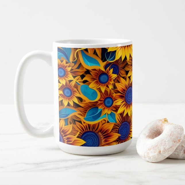 Livlig solros kaffemugg (Med munk)
