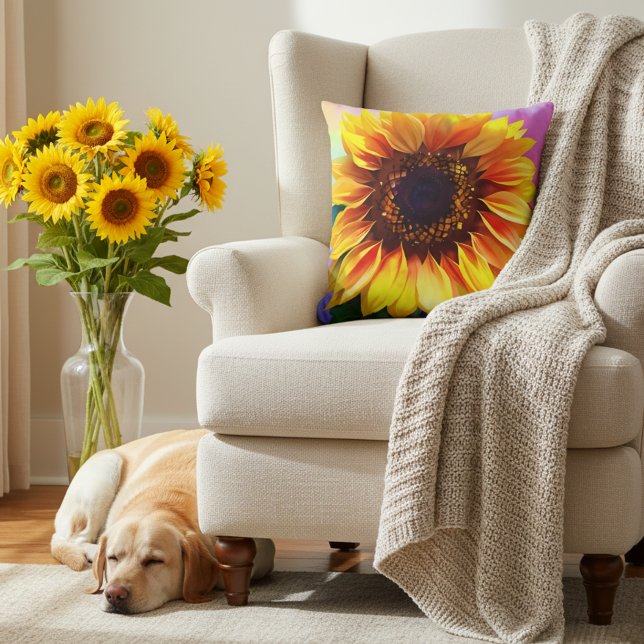 Livlig Solros Kuddslip Kudde (Sunflower pillow for your home!)