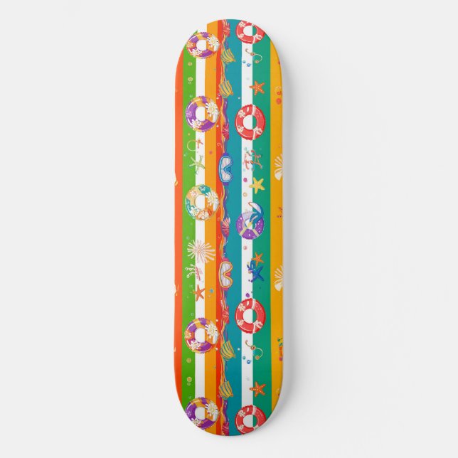 Livlig sommarstrand-tema design mini skateboard bräda 18,5 cm (Framsida)