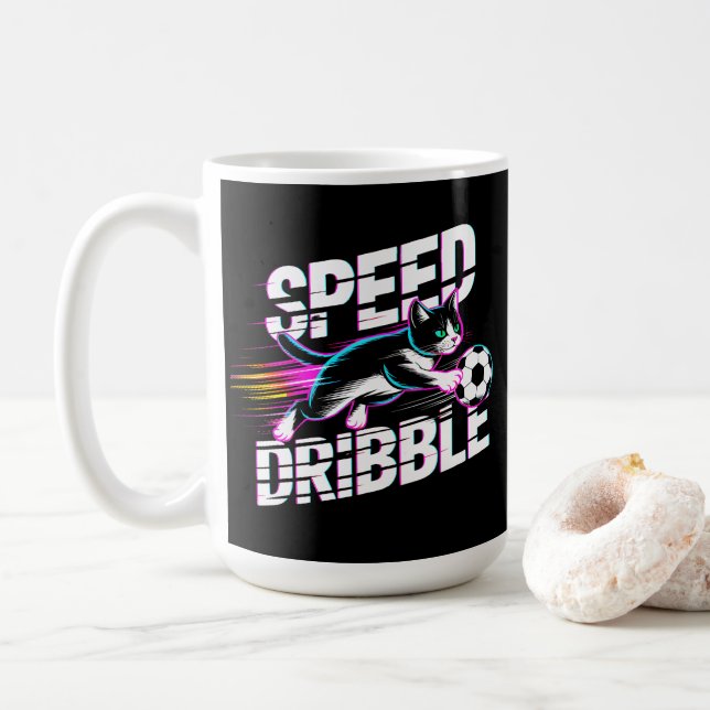 Livlig Speed Dribble Kattmugg för kattälskare Kaffemugg (Med munk)