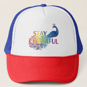 Livlig "Stay Colorful" Påfågel Motivations- Keps