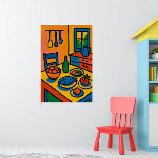 Livlig stilleben i köket poster