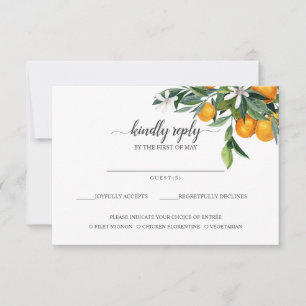 Livlig Tangerin Citrus Orange Måltidsval RSVP OSA Kort