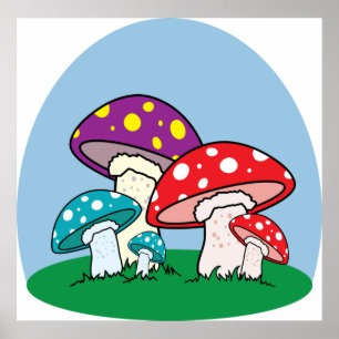 Livlig Trädgård Med Svamp Poster