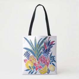 Livlig Tropisk Frukt och Hibiskusblomma Tote Ba Tygkasse