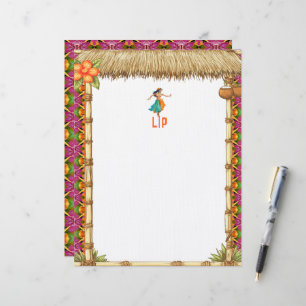 Livlig Tropisk Hawaiiansk Tiki Luau Monogram Brevhuvud