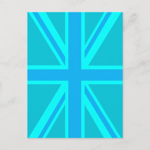 Livlig turkos Union Jack brittisk flagg Vykort