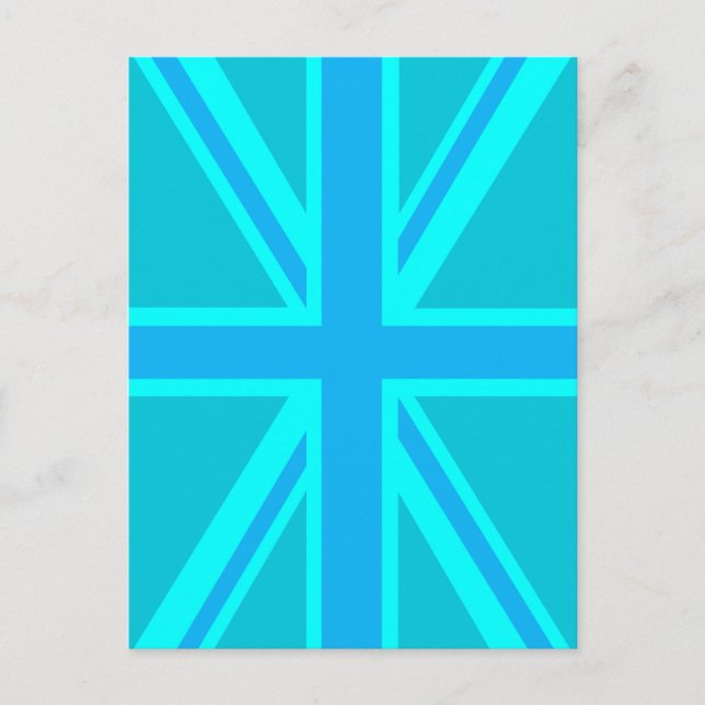 Livlig turkos Union Jack brittisk flagg Vykort (Framsida)